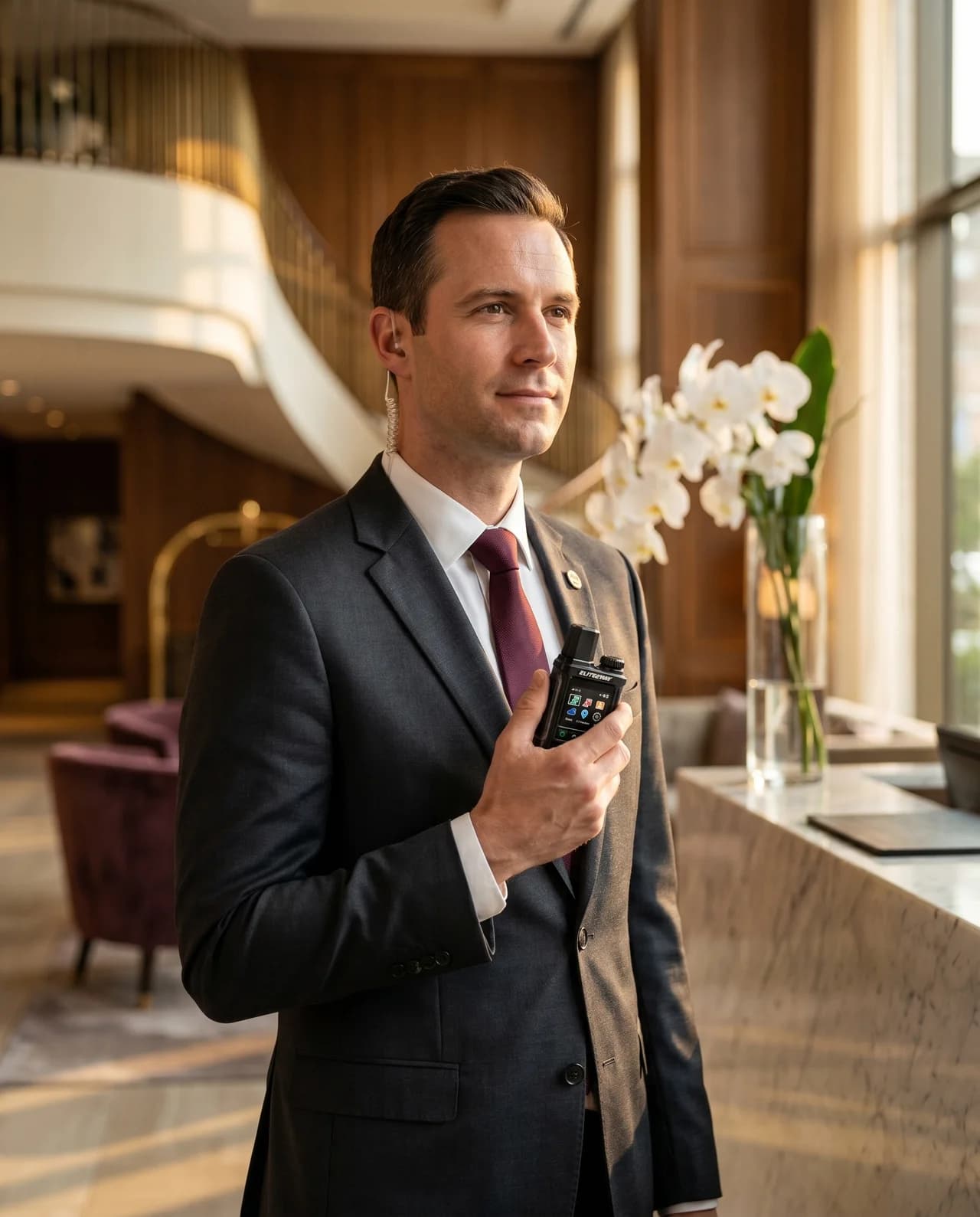 Operator using Elite2Way cellular push-to-talk radio in a hotels & resorts environment